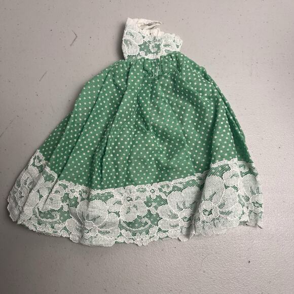 Vintage Handmade Barbie Dress Southern Belle Green Eyelet Lace Gown Trim OOAK - Picture 9 of 9